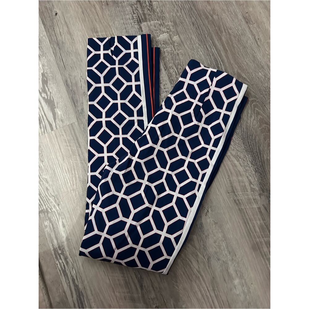 GRETCHEN SCOTT Gripeless Pull On Pants Lucy In The Sky With Diamonds Navy Shrimp - Picture 10 of 11